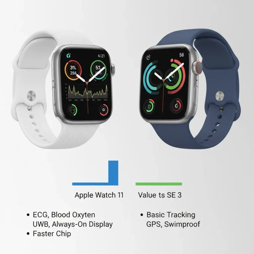 Apple Watch 11 outperforms SE 3 at sale prices right now — AI-generated illustration