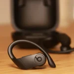 black and gray bluetooth headset