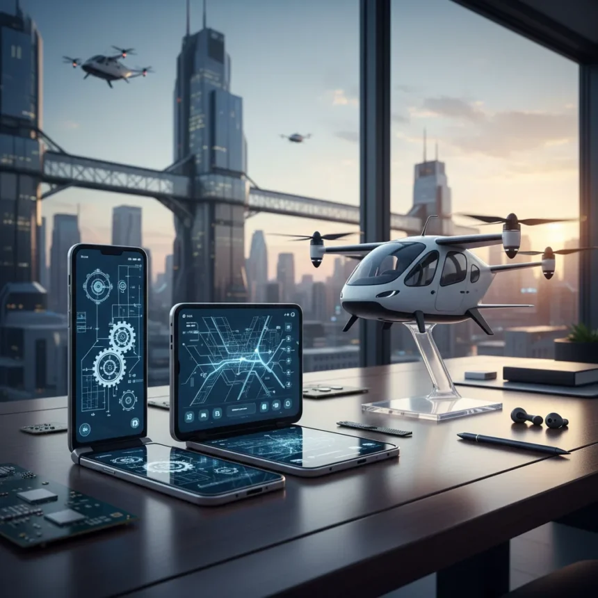 8 biggest tech stories this week: Moto foldables and air taxi advances — AI-generated illustration