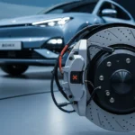 Brake-by-wire technology ditches hydraulics for the first time — AI-generated illustration