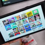 Someone is playing games on a nintendo switch.