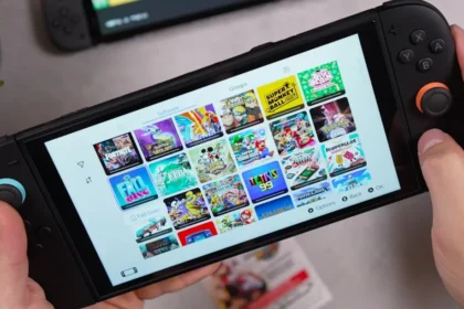 Someone is playing games on a nintendo switch.