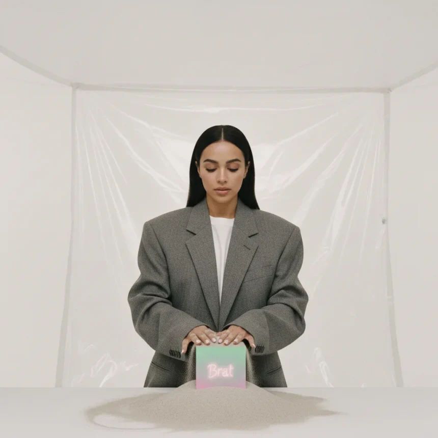 Charli XCX buries Brat with minimalist new single cover — AI-generated illustration