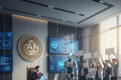 China bans firing workers to replace them with AI — AI-generated illustration