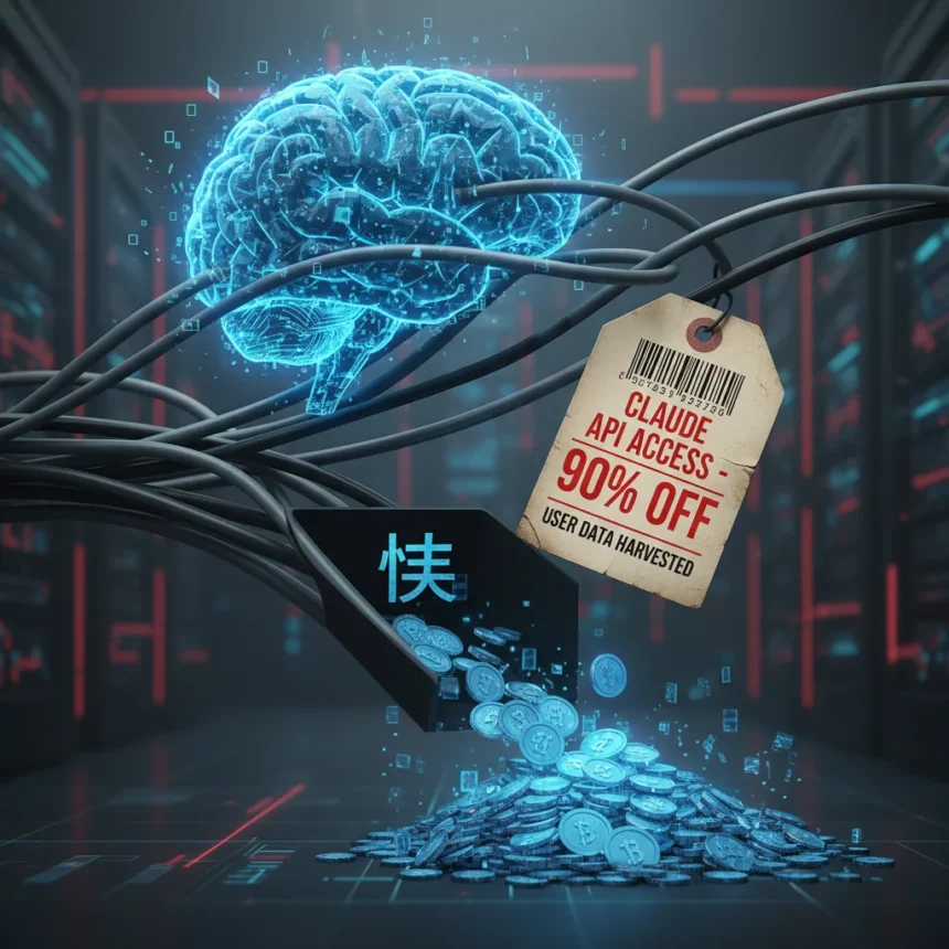 Claude API grey market harvests user data at 90% discount — AI-generated illustration