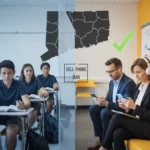 Connecticut school phone ban exposes the hypocrisy of adult exemptions — AI-generated illustration