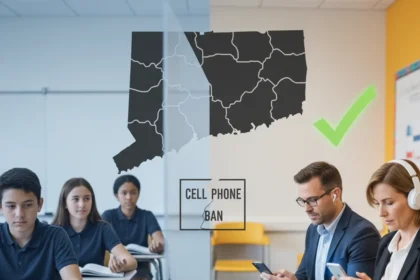 Connecticut school phone ban exposes the hypocrisy of adult exemptions — AI-generated illustration
