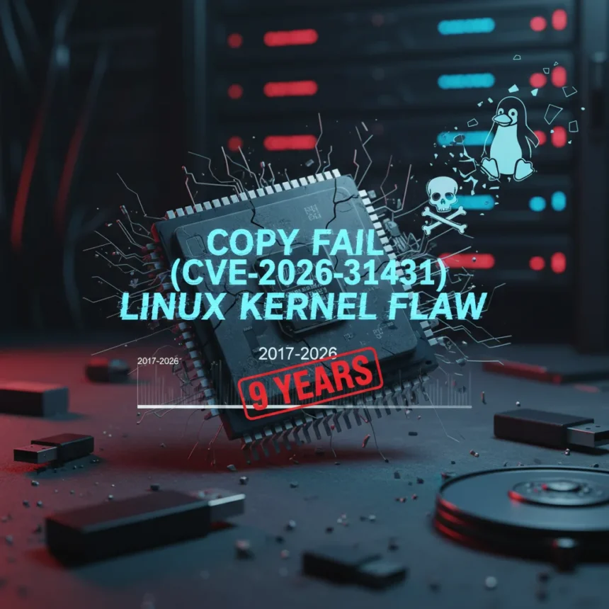 Copy Fail Linux kernel flaw exposes 9 years of undetected risk — AI-generated illustration