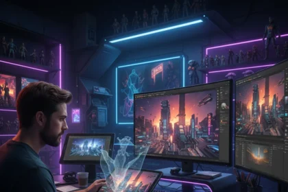 How Eddie Mendoza Blends 3D and 2D for Cinematic Cyberpunk Art