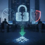 Encryption breaking technology costs plummet, threatening data security — AI-generated illustration