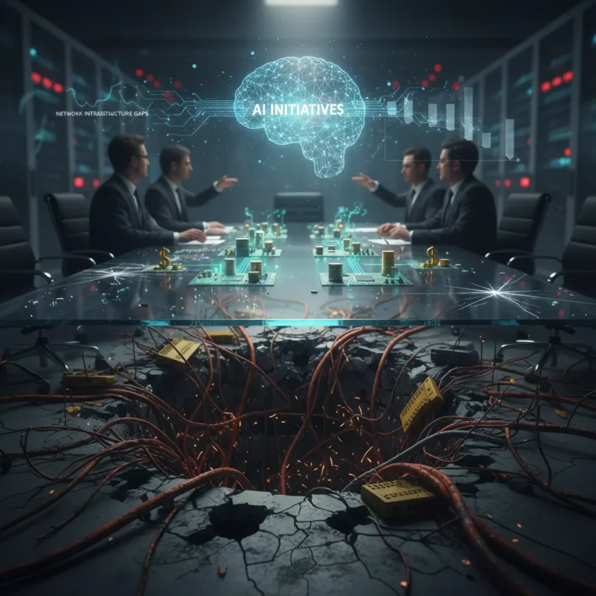 Enterprise AI spending ignores critical network infrastructure gaps — AI-generated illustration