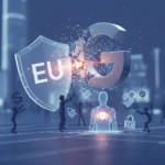 EU's Digital Markets Act vs Google: Privacy at stake — AI-generated illustration