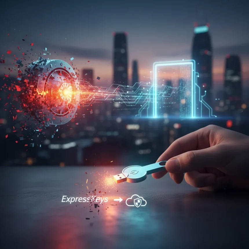 ExpressKeys password manager export: Your escape route — AI-generated illustration