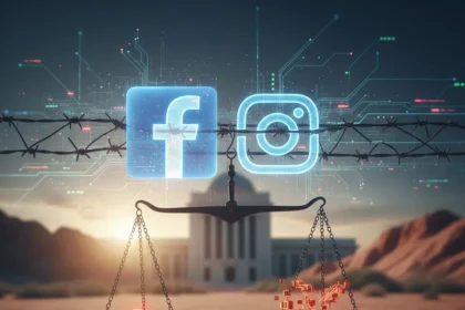 New Mexico's Facebook nuisance lawsuit tests Big Tech regulation — AI-generated illustration