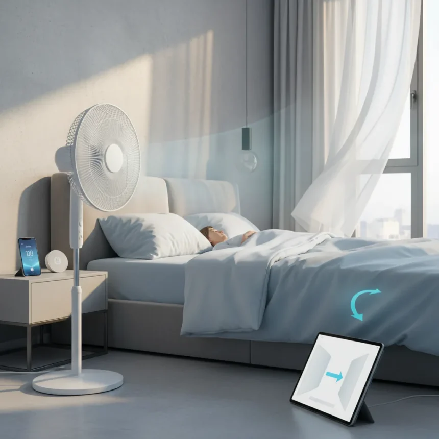 Position your fan away from bed to sleep better in heatwaves