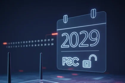 FCC extends foreign-made router and drone update deadline to 2029 — AI-generated illustration