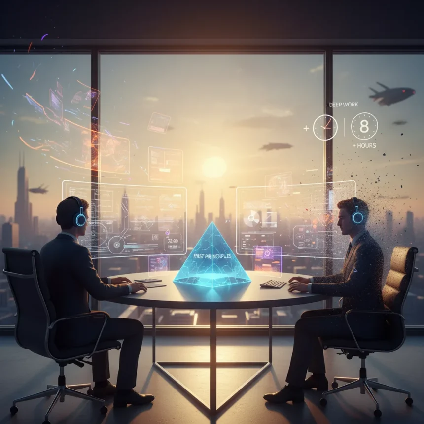 First Principles thinking doubles deep work hours for busy professionals — AI-generated illustration