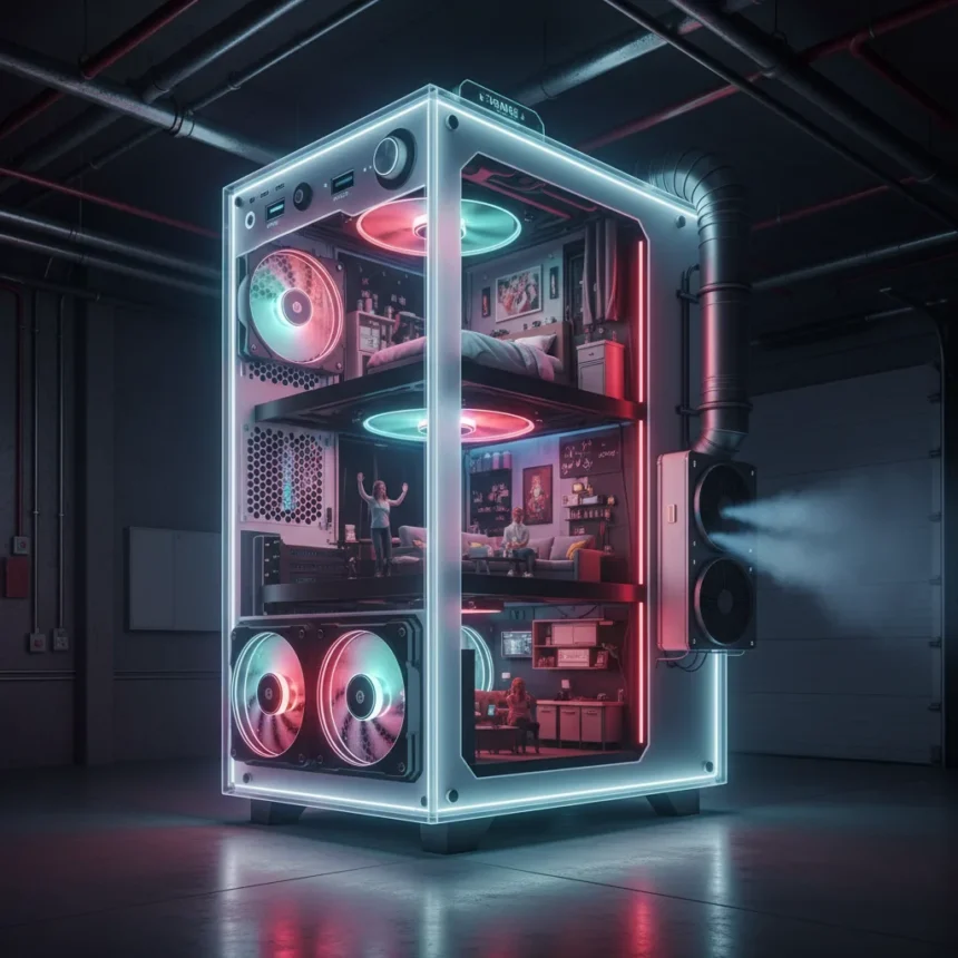 Giant RGB PC Case You Can Live In Redefines Extreme Modding — AI-generated illustration