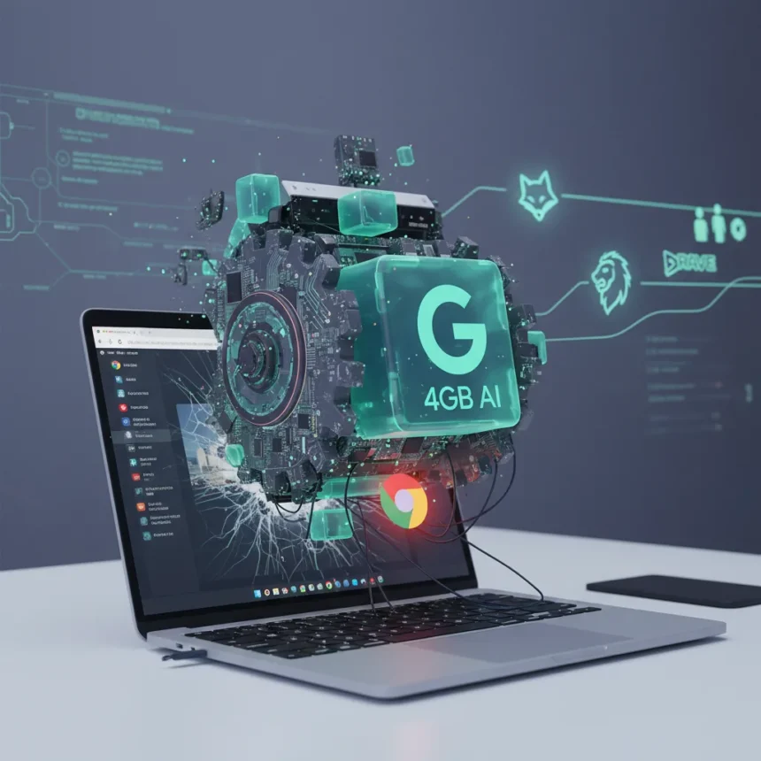 Google's 4GB Chrome AI model is bloatware, not innovation — AI-generated illustration