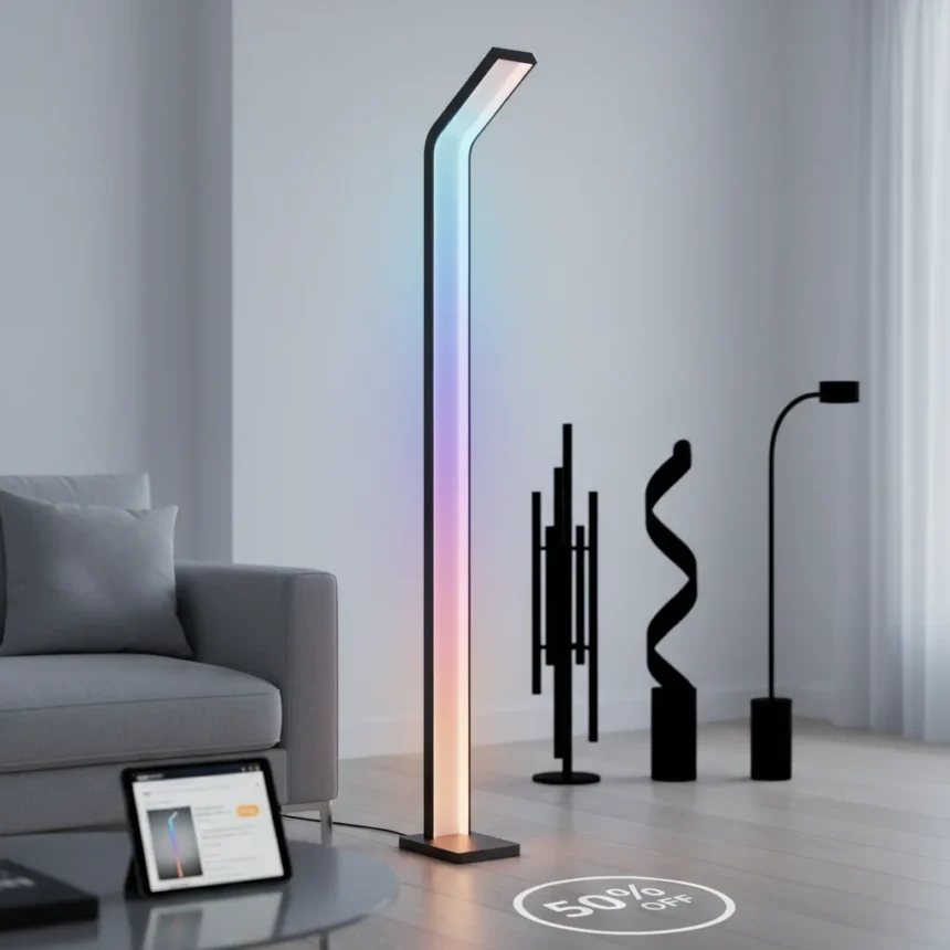 Govee's original floor lamp hits 50% off as new models arrive — AI-generated illustration