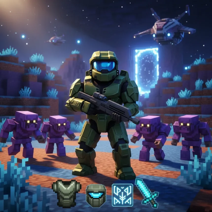 Halo Rogue Minecraft modpack transforms survival into Spartan warfare