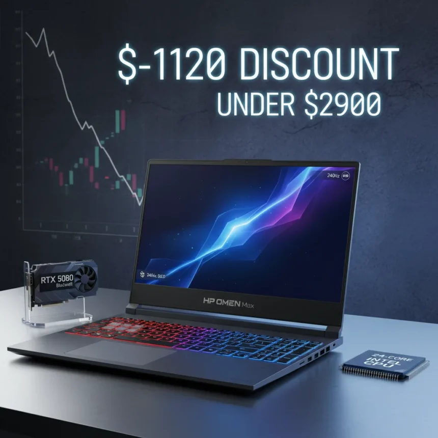 HP OMEN Max 16 OLED RTX 5080 drops below $2,900 with $1,120 discount — AI-generated illustration