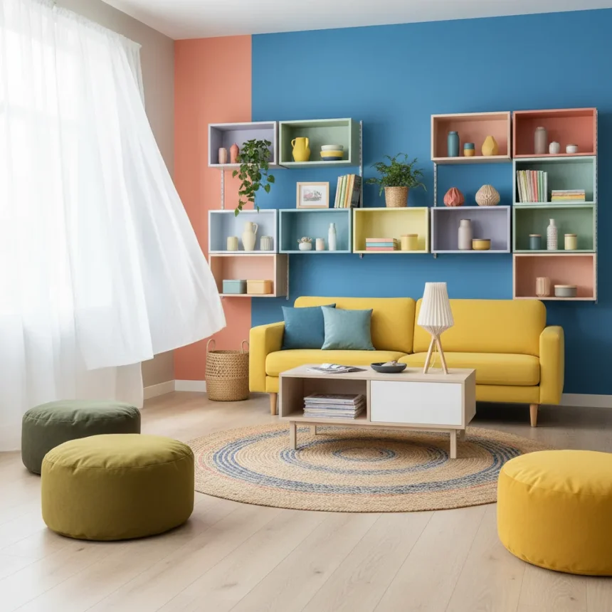 IKEA living room trends for summer blend color and storage