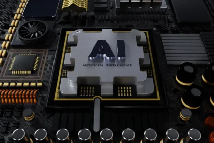 a close up of a computer board with a logo on it