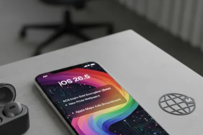 iOS 26.5 arrives with RCS encryption and Maps ads groundwork — AI-generated illustration