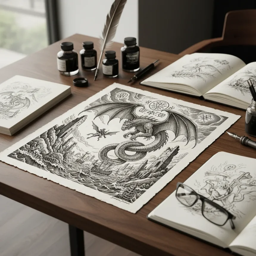 Joshua Striker Reimagines Dark Fantasy Through 19th-Century Ink