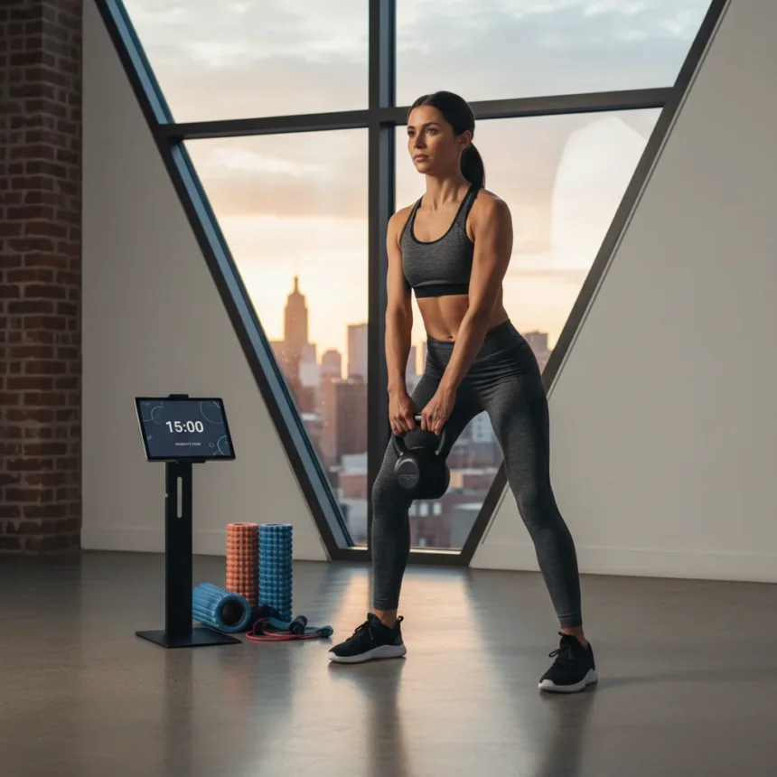 15-Minute Kettlebell Mobility Workout Fixes Desk Posture Fast — AI-generated illustration