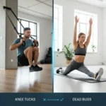 Knee tucks vs dead bugs: which core exercise actually works — AI-generated illustration
