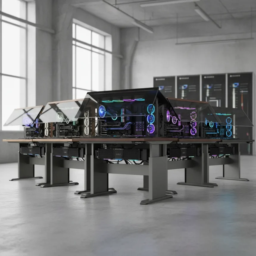 Lian Li DK07 Wood standing desk PC case now ships in five finishes