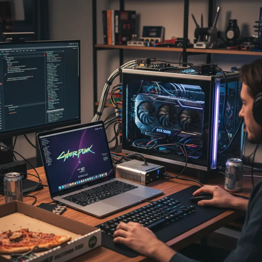 M5 Max MacBook Pro RTX 5090 eGPU hits 100+ FPS in Cyberpunk