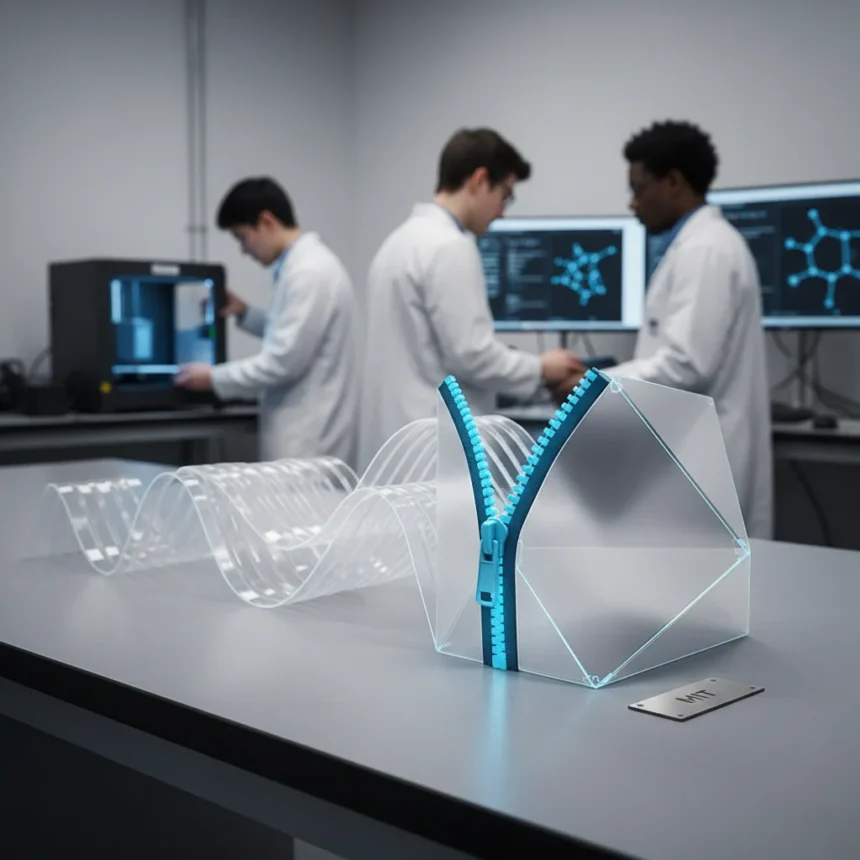 MIT's Y-zipper transforms objects from flexible to rigid in seconds — AI-generated illustration
