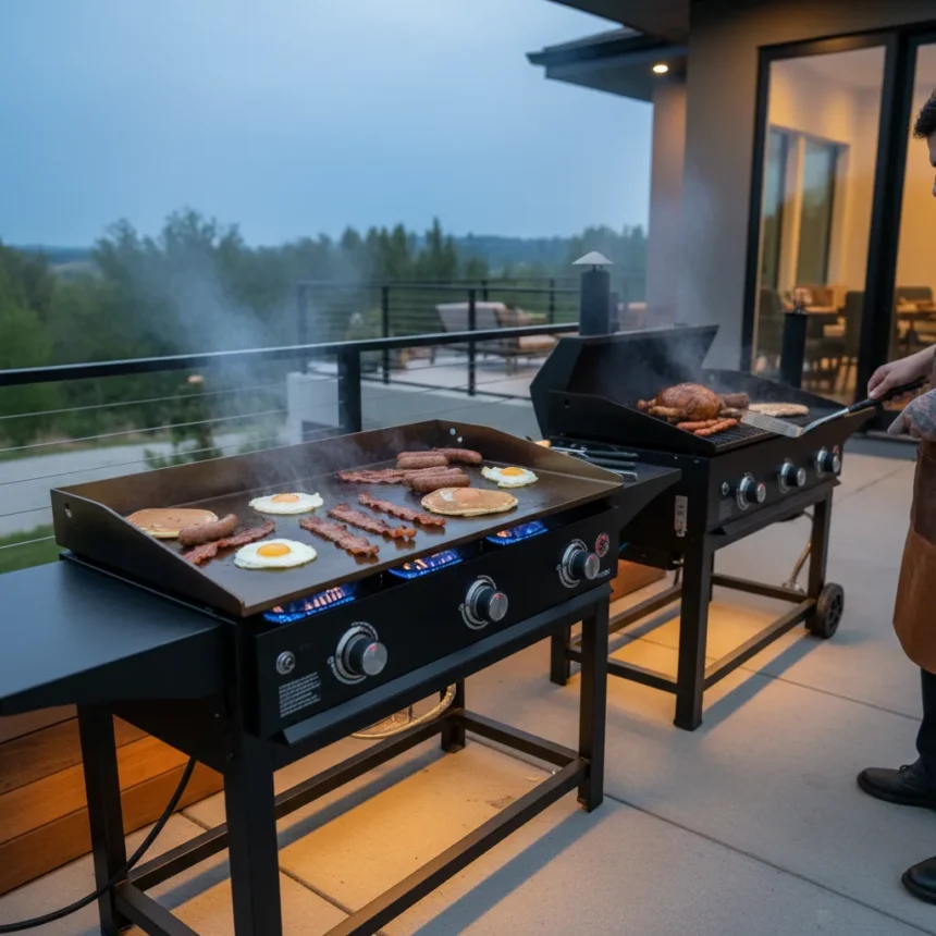 Napoleon's new griddle challenges Traeger with three burners — AI-generated illustration