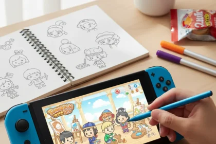 Nintendo Switch stylus guide for Tomodachi Life creativity — AI-generated illustration