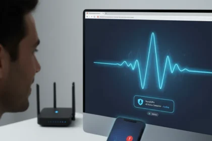 NordVPN's AI Voice Detector Fights Deepfake Scams in Chrome — AI-generated illustration