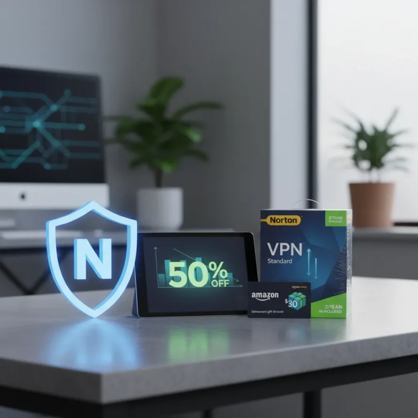Norton VPN Standard half-price deal includes $30 Amazon gift card