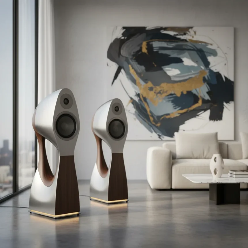 Oben Hi-Fi speakers blur audio and art—at luxury prices — AI-generated illustration