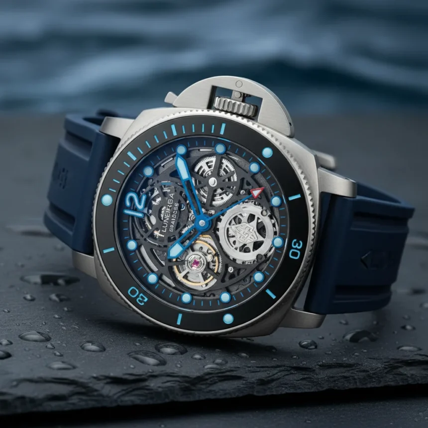 Panerai's skeletonised GMT dive watch redefines deep-water luxury — AI-generated illustration