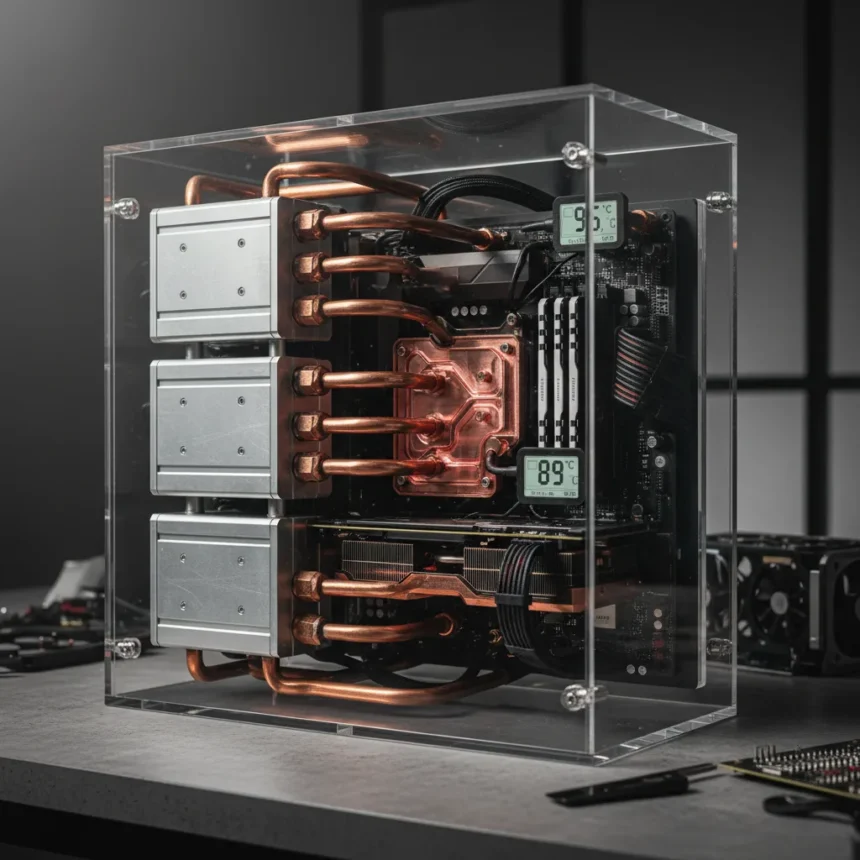 Passive water-cooled PC with 9800X3D struggles despite ambitious design