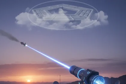 Pentagon pursues 300kW laser weapons for cruise missile defense — AI-generated illustration