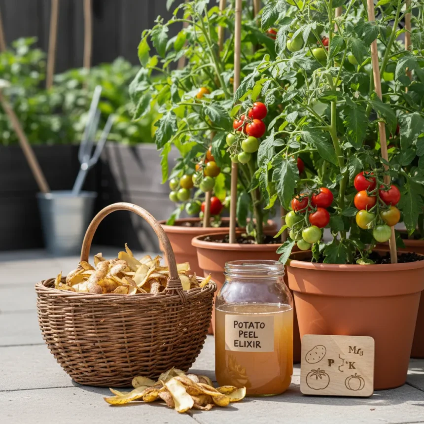 Potato peel fertilizer boosts tomato plants naturally