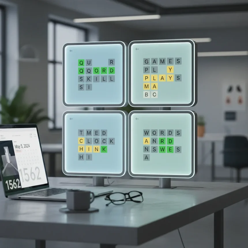 Quordle game #1562 hints and answers for May 5 — AI-generated illustration