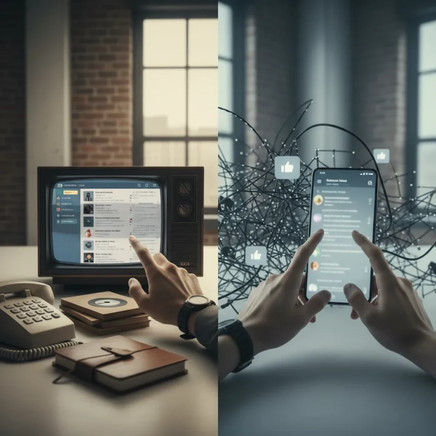 Retro social media comeback: nostalgia meets platform fatigue — AI-generated illustration