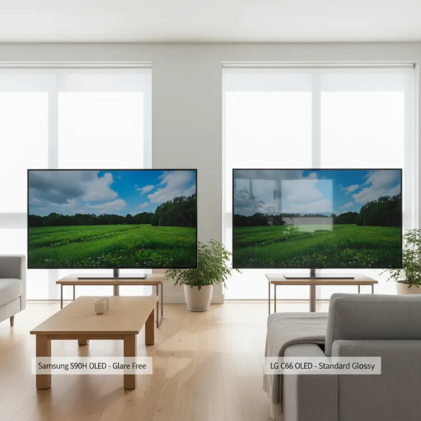 Samsung S90H OLED TV challenges LG C6 with Glare Free tech — AI-generated illustration