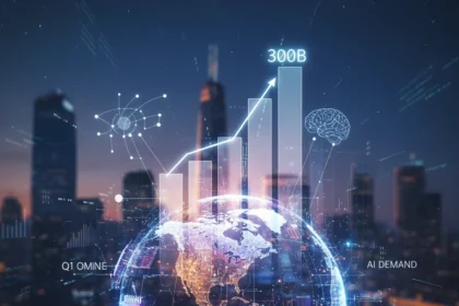 Global semiconductor sales near $300B in Q1 2026 — AI-generated illustration