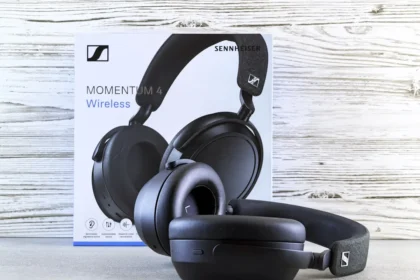 Sennheiser momentum 4 wireless headphones and box.