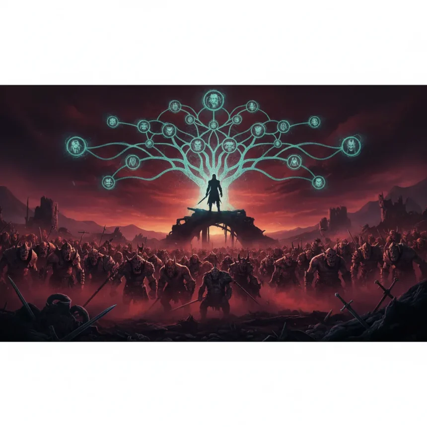 Shadow of Mordor's Nemesis System Still Dominates 12 Years Later — AI-generated illustration